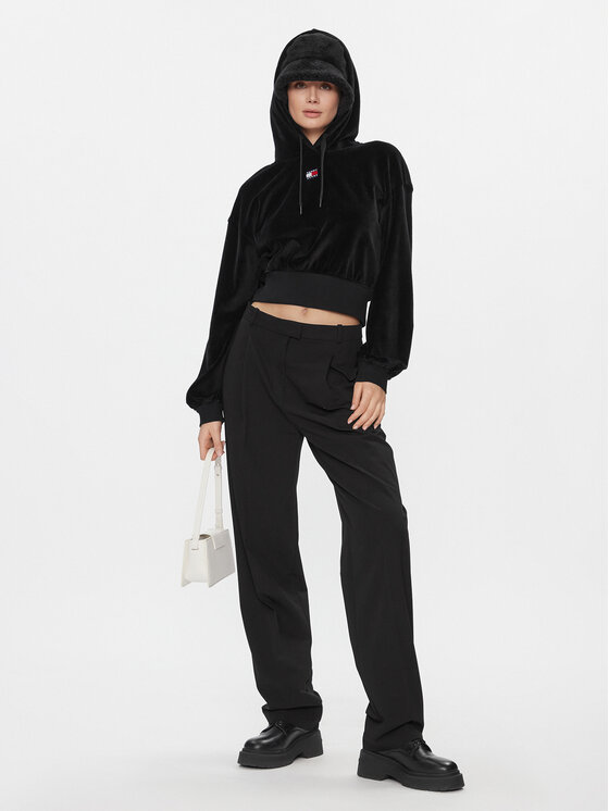 Tommy Jeans Tommy Jeans Μπλούζα Velour DW0DW17519 Μαύρο Regular Fit