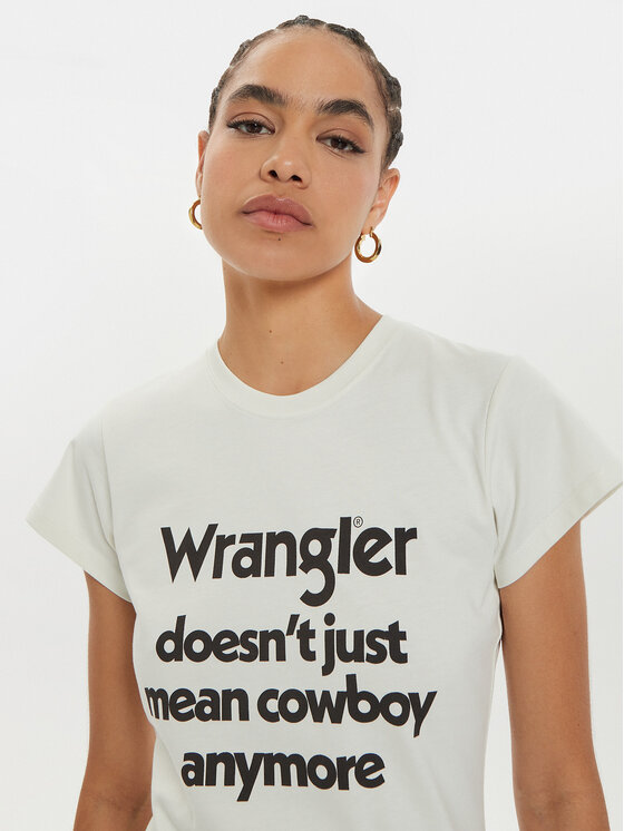 Wrangler Wrangler T-Shirt Shrunken Band 112356451 Biały Slim Fit