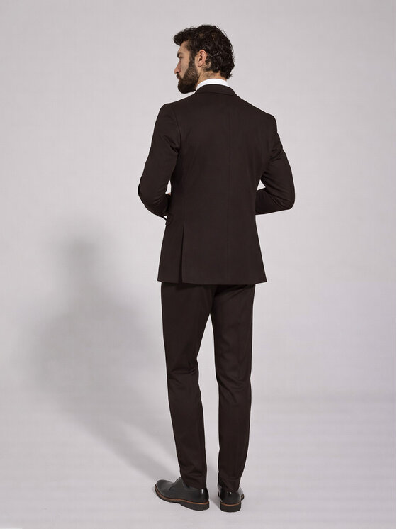 VILLARO VILLARO Garnitur GAR017 Brązowy Slim Fit