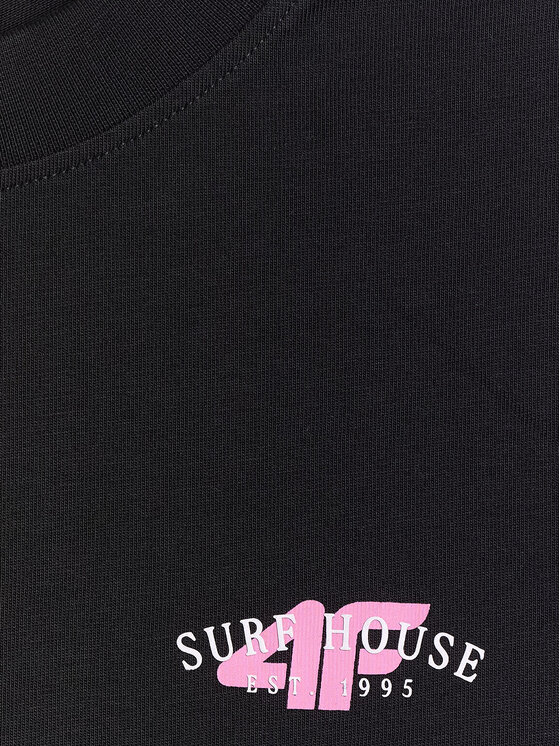 4F 4F T-Shirt FOB SUMMER Czarny Loose Fit
