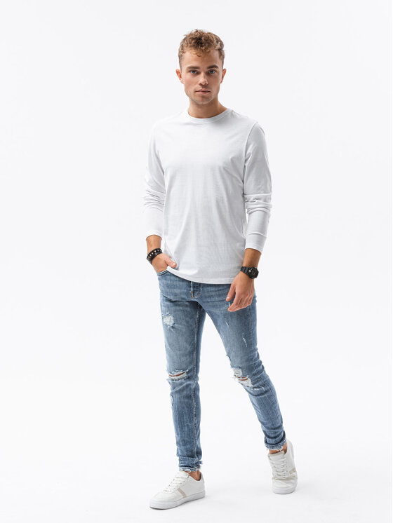 Ombre Ombre Longsleeve OM-LSBL-0106 Biały Regular Fit