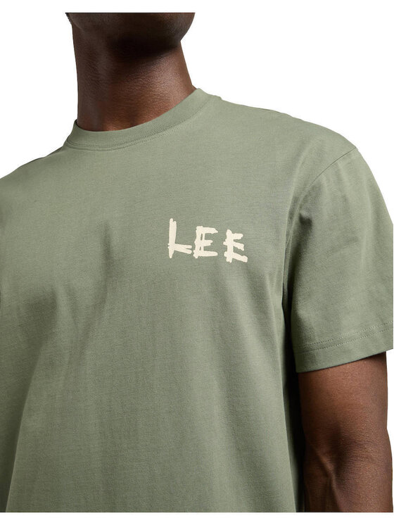 Lee Lee T-Shirt ELEVATED ESS LOGO TEE Zielony Regular Fit