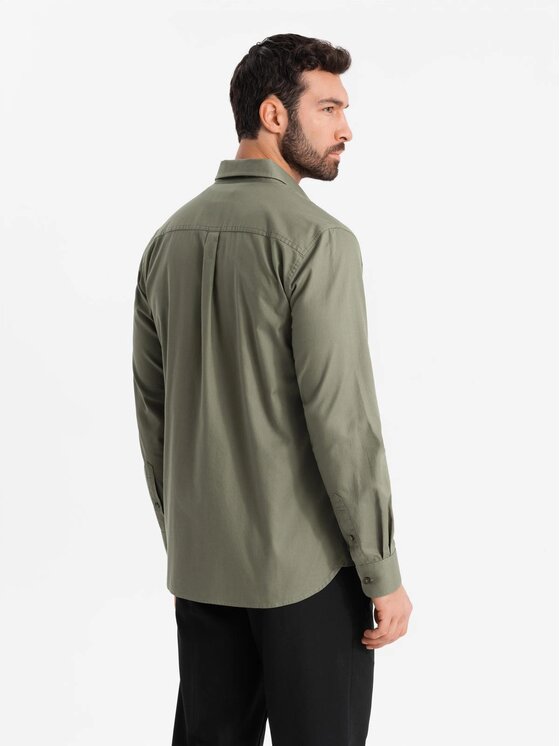 Ombre Ombre Košile OM-SHCS-0147 Khaki Regular Fit