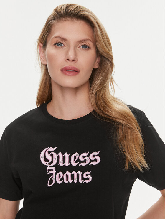 Guess Guess Marškinėliai Gothic W4RI49 K6XN4 Juoda Regular Fit