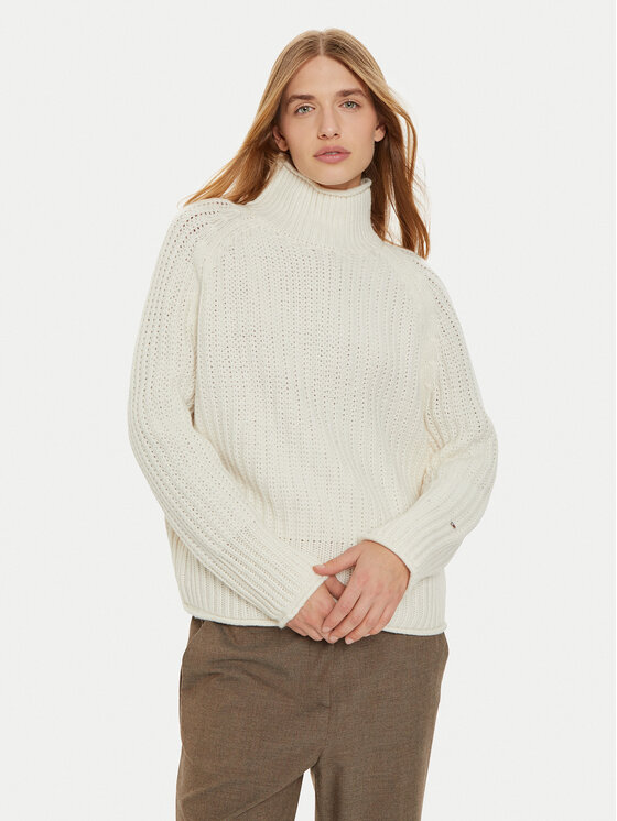 Tommy Hilfiger Tommy Hilfiger Rollkragenpullover WW0WW44111 Écru Regular Fit