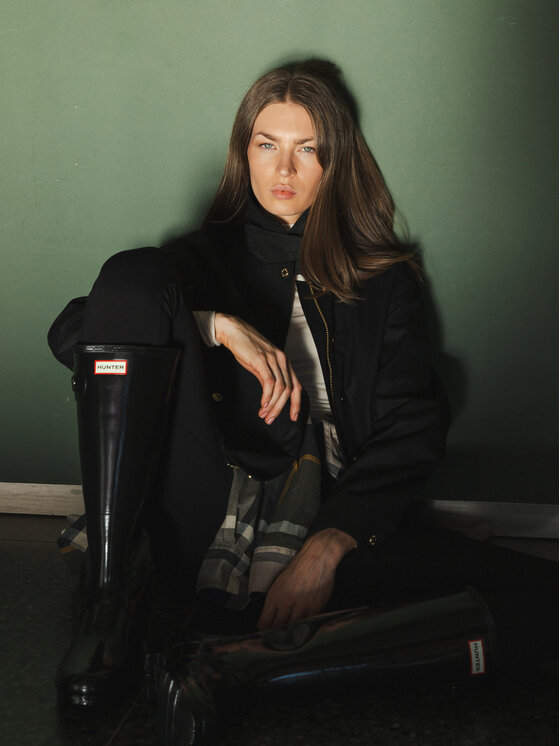 Hunter Hunter Pārejas jaka Leith HARW0065251 Melns Oversize