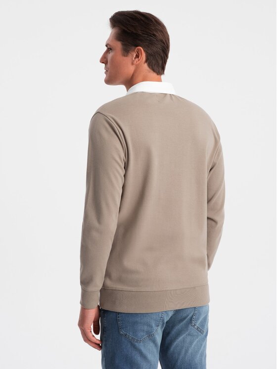 Ombre Ombre Mikina OM-SSNZ-0132 Béžová Large Fit