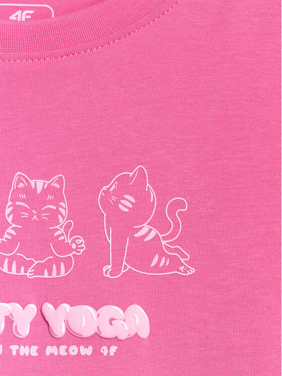 4F 4F T-Shirt KITTY JOGA Różowy Regular Fit
