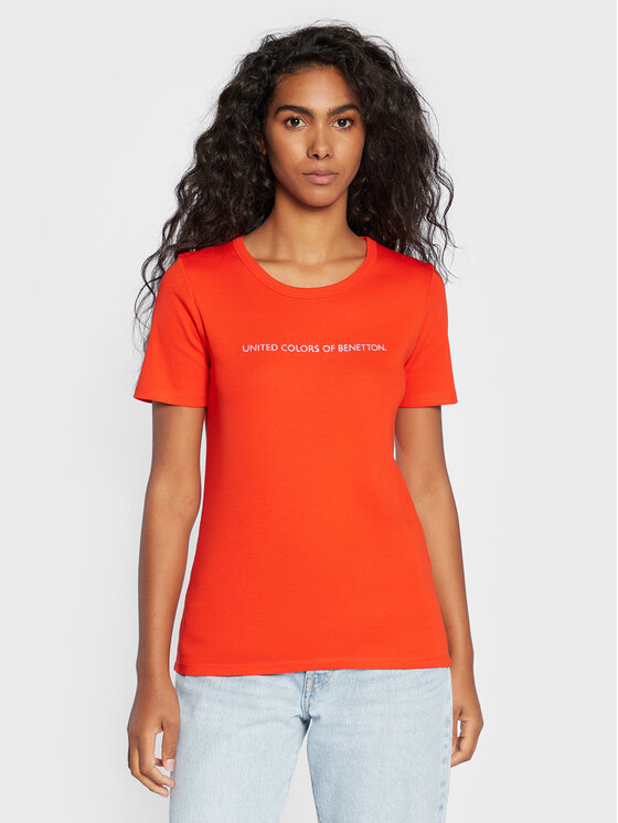 United Colors Of Benetton United Colors Of Benetton T-krekls 3GA2E16A2 Sarkans Regular Fit
