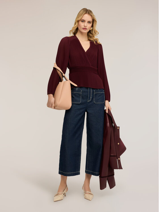 Motivi Motivi Bluzka 2021Q001920N036 Bordowy Regular Fit