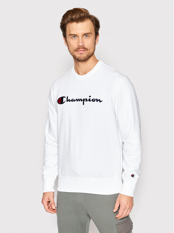 Champion Sweatshirt Embroidered Script Logo Weiß 217061 Fit Regular