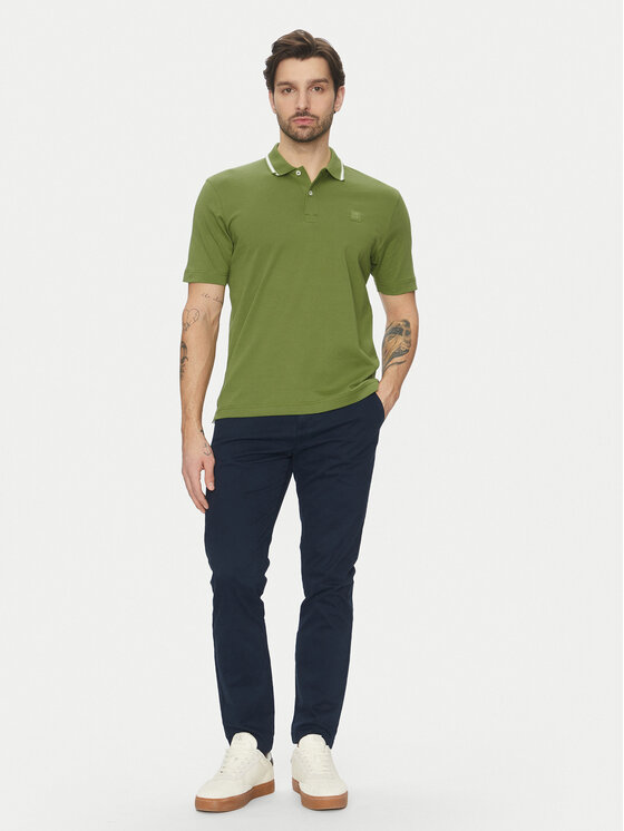 Marc O'Polo Marc O'Polo Тениска с яка и копчета 522 2034 53034 Зелен Regular Fit