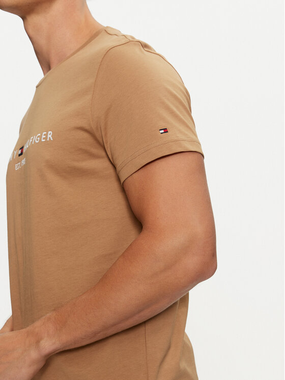 Tommy Hilfiger Tommy Hilfiger Marškinėliai Logo MW0MW11797 Smėlio Regular Fit