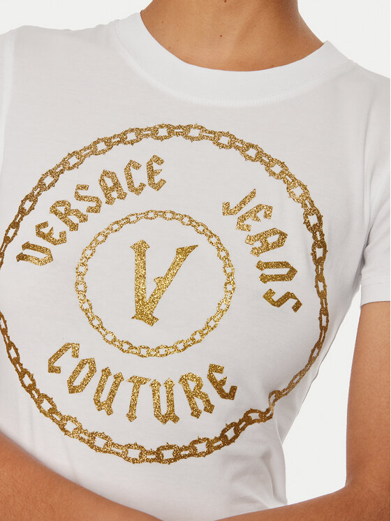 Versace Jeans Couture Versace Jeans Couture T-krekls 77HAHT02 CJ03T Balts Slim Fit