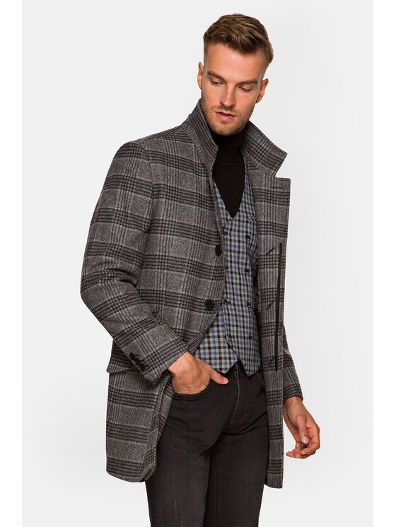 Lancerto Lancerto Płaszcz wełniany Halton Szary Regular Fit