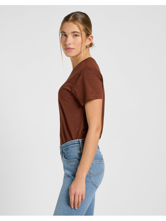 Lee Lee T-Shirt Perfect Tee Brązowy Regular Fit