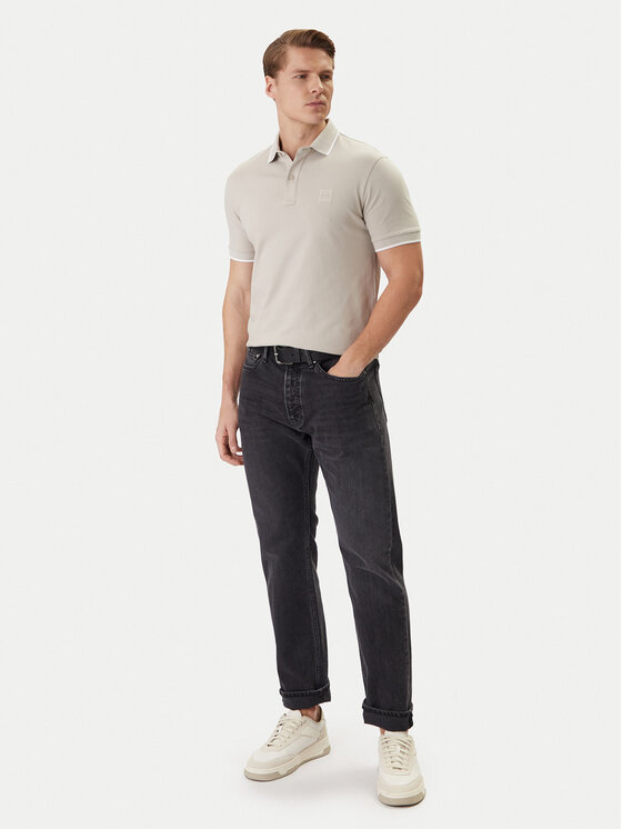 BOSS BOSS Тениска с яка и копчета Passertip 50507699 Бежов Regular Fit