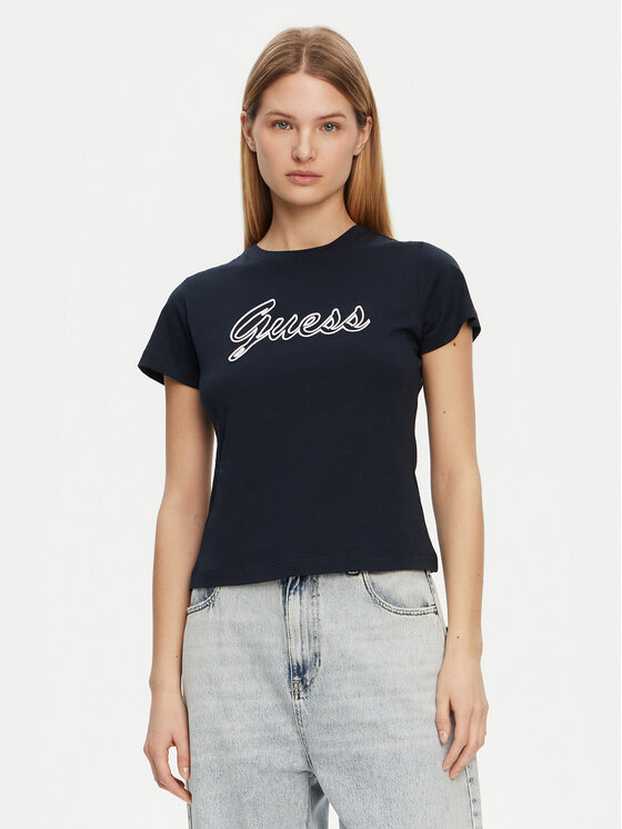 Guess Guess T-krekls V5GI02 K9RM1 Tumši zils Slim Fit