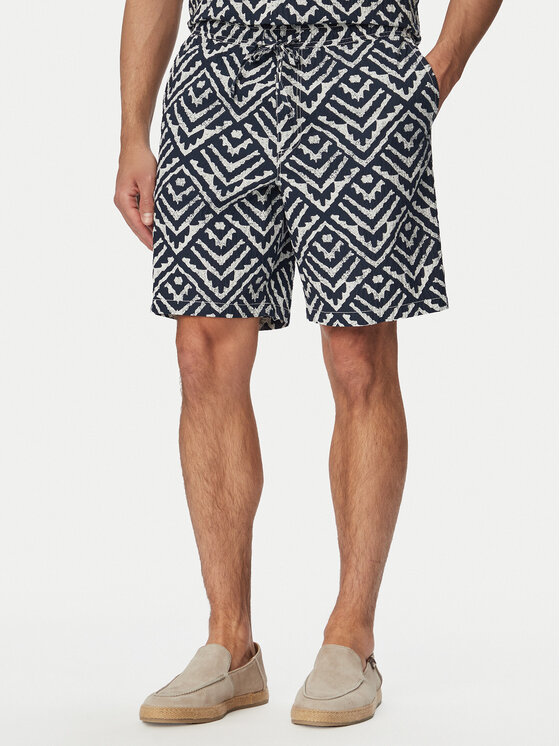 Jack & Jones Jack & Jones Sada košile a sportovní šortky Milo Seersucker Resort 12297829 Tmavomodrá Loose Fit