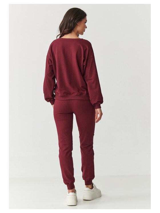 Makadamia Makadamia Dres M891 Bordowy Loose Fit