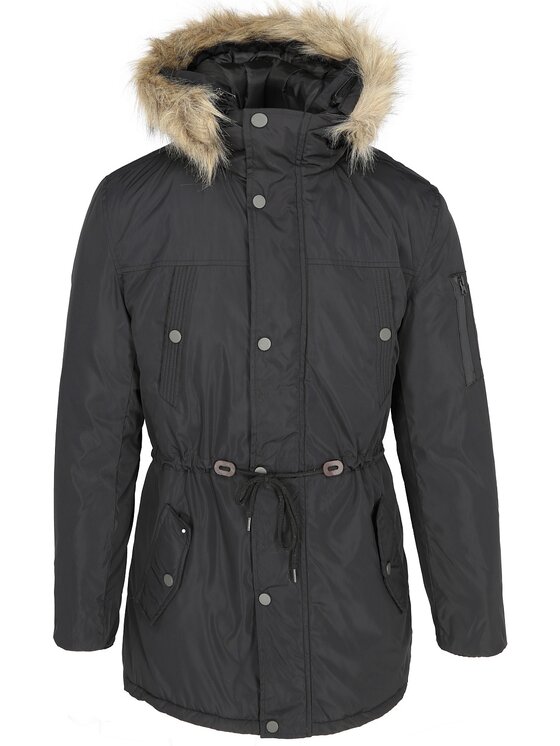 Perso Perso Kurtka zimowa typu parka z kapturem Czarny Regular Fit