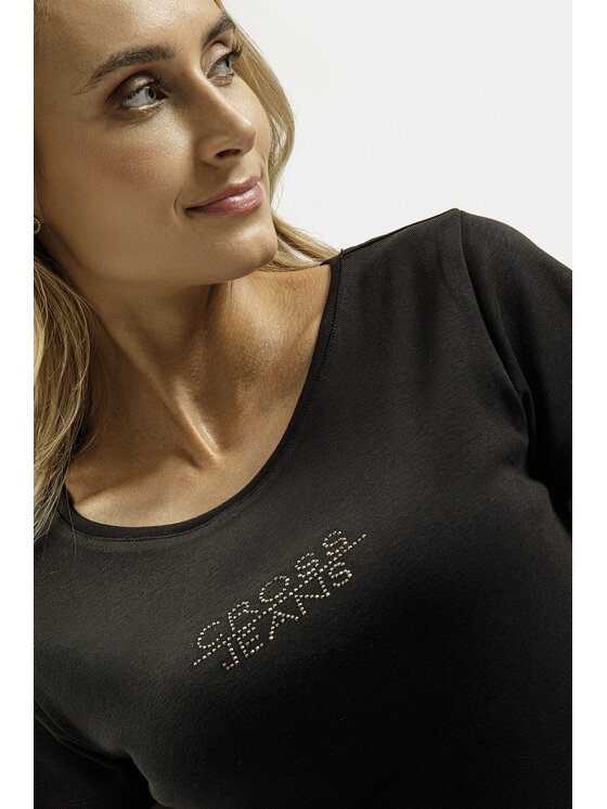 Cross Jeans Cross Jeans T-Shirt 55577-020 Czarny Regular Fit