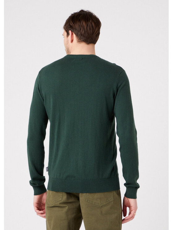 Wrangler Wrangler Sweter CREWNECK KNIT Zielony Regular Fit