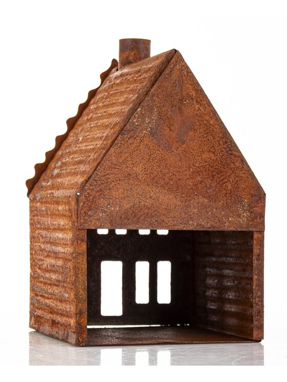 MIAhome MIAhome Figurka domek metalowy rdzawy RUGGINE karbowany Pomarańczowy