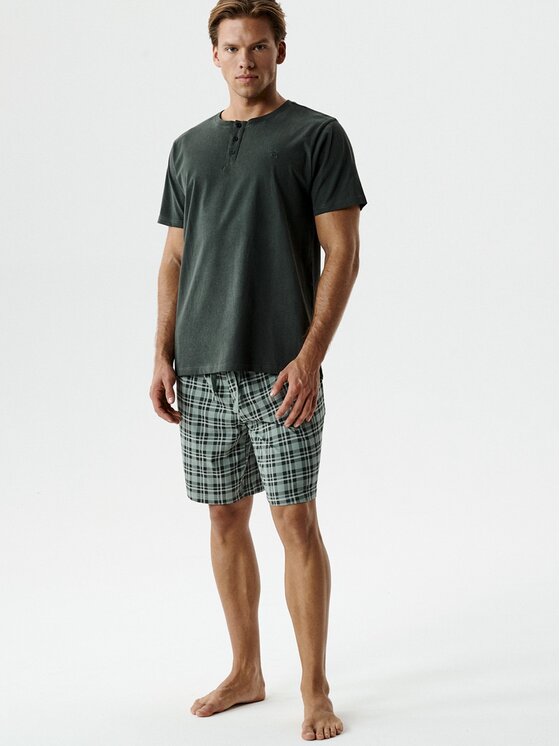 Atlantic Atlantic Piżama Classic Check Khaki