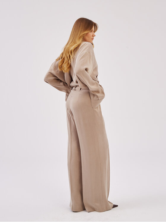 Marlu Marlu Spodnie garniturowe CHARLES Beżowy Classic Fit