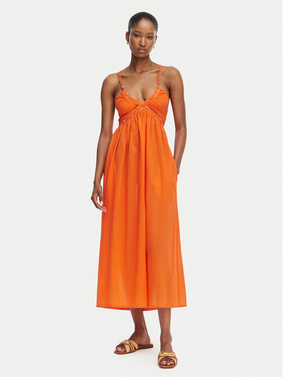 Selmark Selmark Φόρεμα καλοκαιρινό BO696 Πορτοκαλί Relaxed Fit