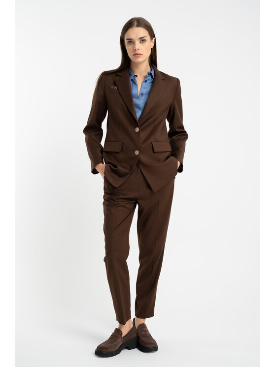 CLICK CLICK Παντελόνι υφασμάτινο 30-442 Καφέ Slim Fit