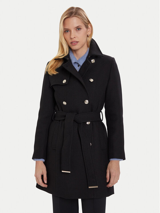 Morgan Morgan Wollmantel 242-GEVA Schwarz Regular Fit