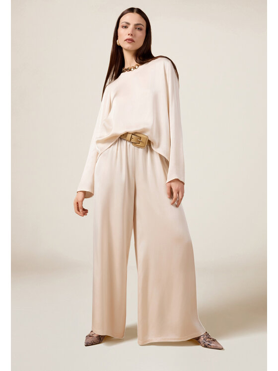 Oltre Oltre Pantaloni di tessuto P279J002367N002 Bianco Baggy Fit