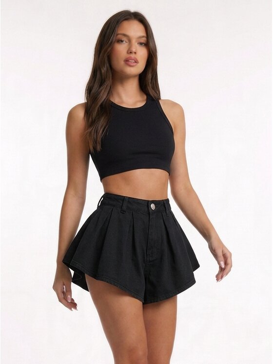 MissDenim MissDenim Szorty jeansowe Skorts Czarny Regular Fit