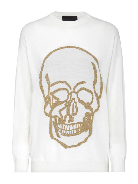PHILIPP PLEIN PHILIPP PLEIN Sweter 769 Biały Regular Fit