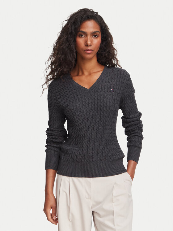 Tommy Hilfiger Pulover WW0WW44987 Gri închis Regular Fit