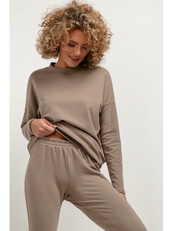 Tessita Tessita Bluza T381 Brązowy Straight Fit