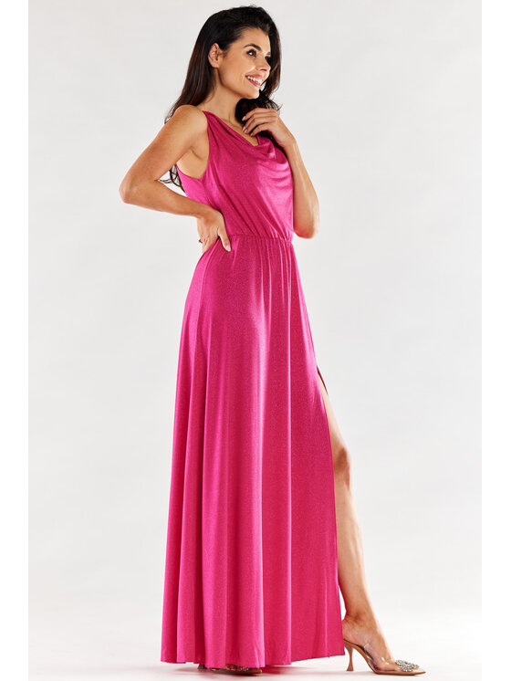 Awama Awama Večerní šaty A553 Fialová Basic Fit