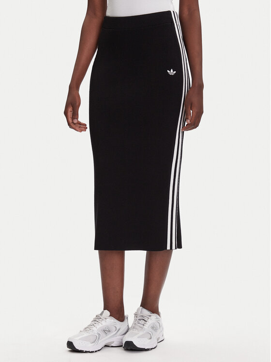 adidas adidas Fustă tip creion adicolor Knit 3-Stripes JW2661 Negru Regular Fit