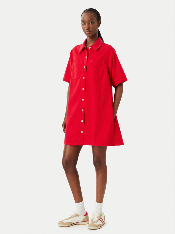 Tommy Jeans Tommy Jeans Džinsinė suknelė DW0DW22847 Raudona A-Line Fit