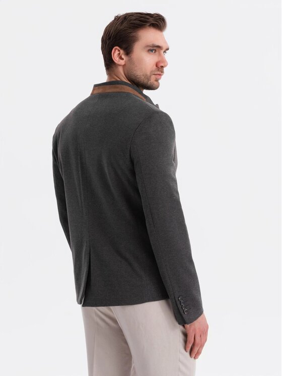 Ombre Ombre Marynarka OM-BLZB-0131 Czarny Regular Fit