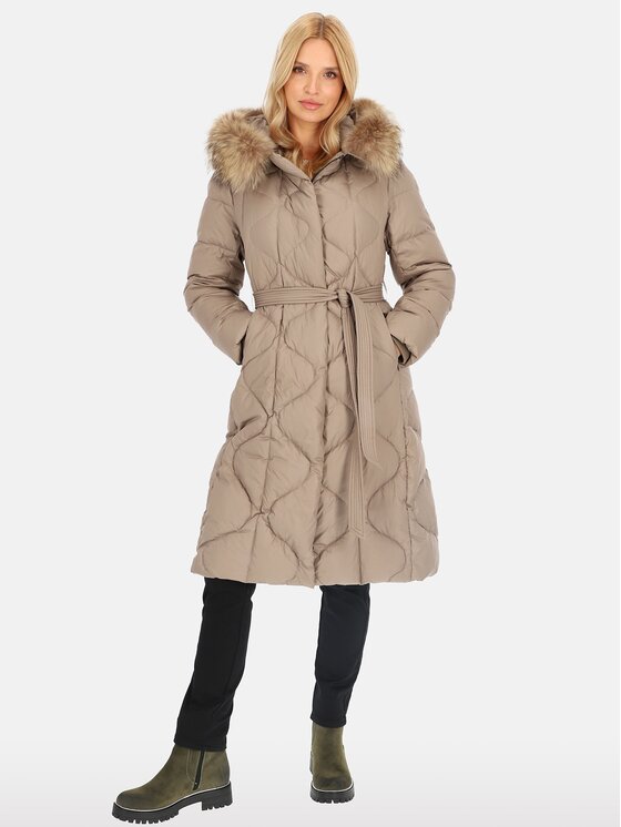 Perso Perso Kurtka damska BLH241012FXR Beżowy Regular Fit