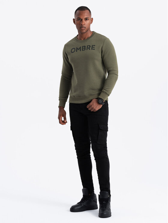 Ombre Ombre Mikina OM-SSPS-0181 Khaki Regular Fit