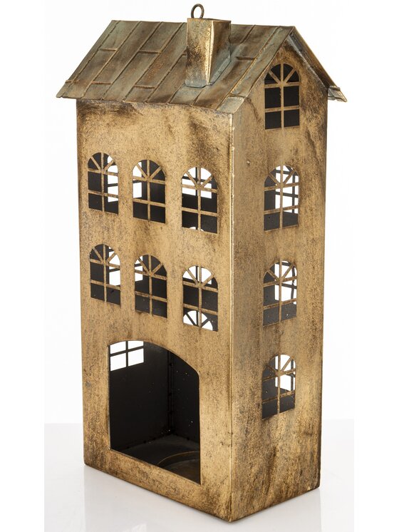 MIAhome MIAhome Lampion metalowy domek 45x23,5x14,5 cm KEKERE tall Złoty