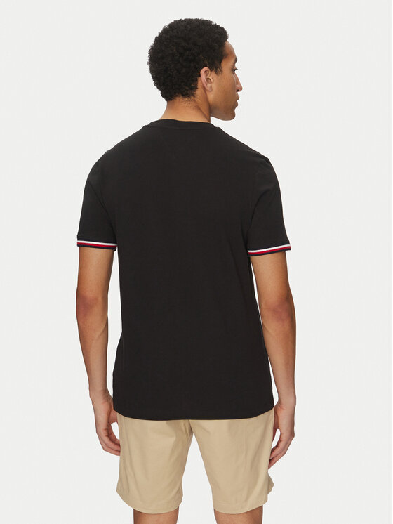 Tommy Hilfiger Tommy Hilfiger Tricou Global Stripe MW0MW38630 Negru Regular Fit