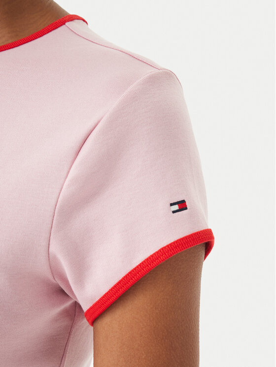 Tommy Hilfiger Tommy Hilfiger T-Shirt Logo Graphic Ringer WW0WW49245 Světle růžová Slim Fit