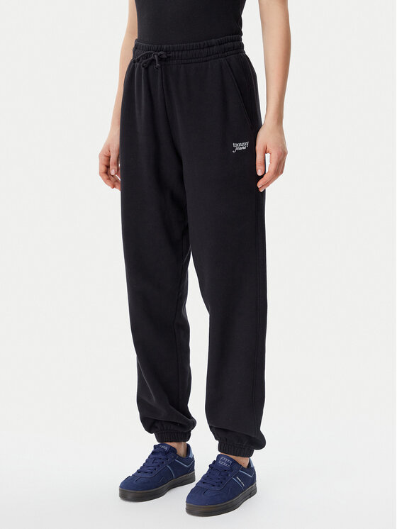 Tommy Jeans Tommy Jeans Melegítő alsó Script DW0DW20670 Fekete Relaxed Fit