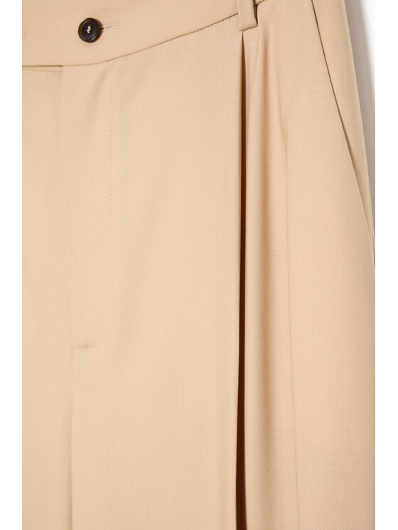 Epuzer Epuzer Spodnie materiałowe Dune wool-wide leg Beżowy Standard Fit