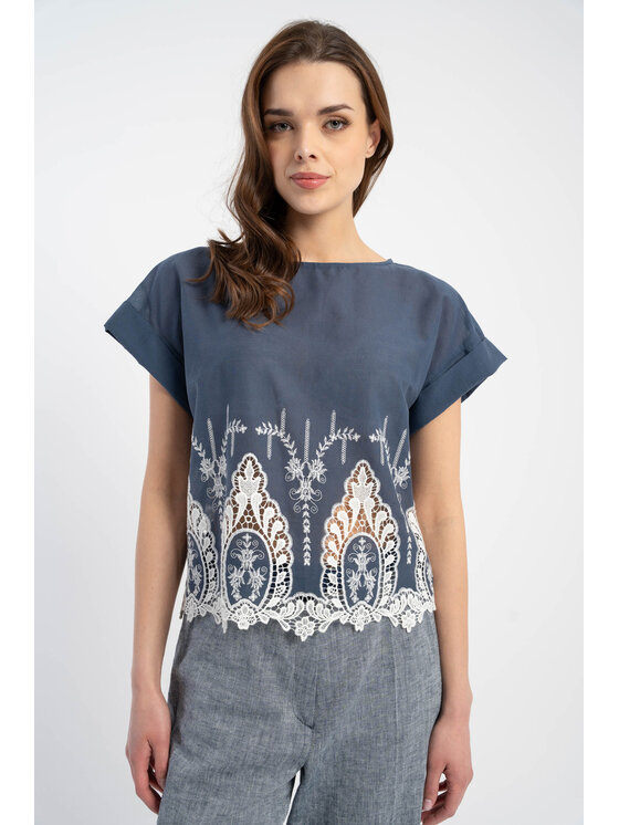 CLICK CLICK Halenka 10-6882 Tmavomodrá Loose Fit